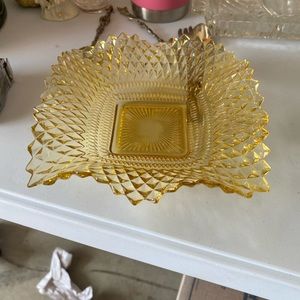 Vintage English Hobnail amber glass ashtray and/or candy dish